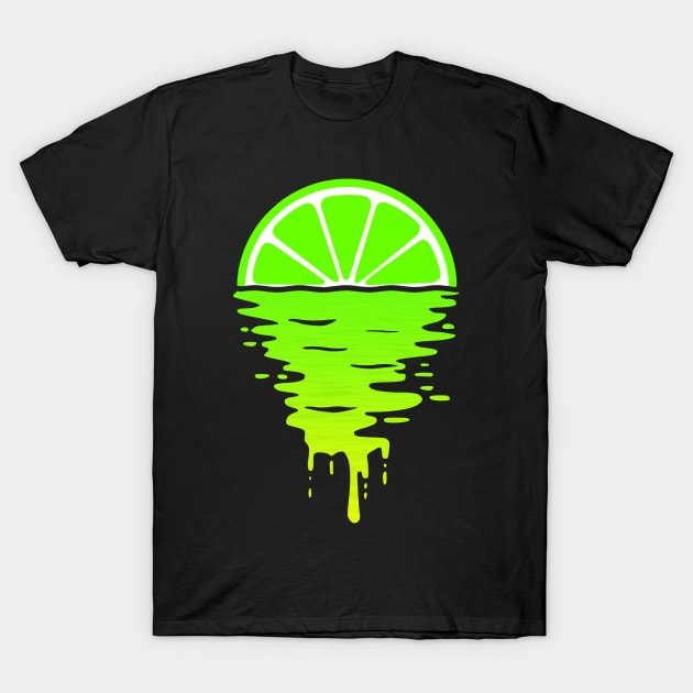 Lime 80s Sunset T-Shirt by Nerd_art